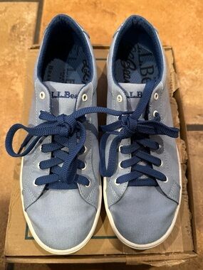 L.L. Bean Light Blue Canvas Sneakers with Navy Laces
